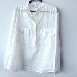 Stella McCartney Sheer Floral Embroidered Long Sleeve Blouse in white